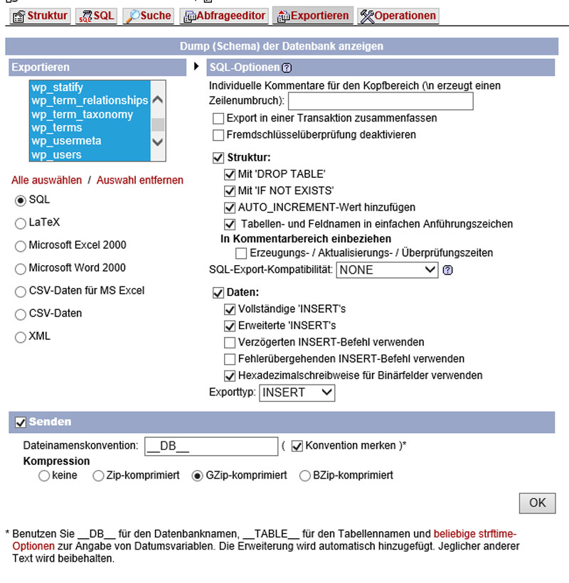 MySQL-Datenbank sichern